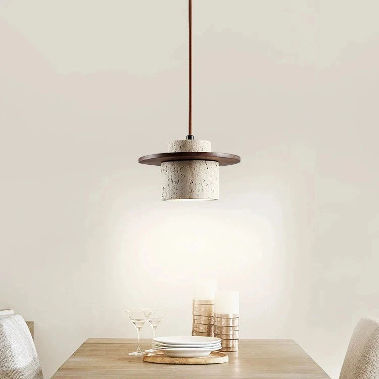 Japanese Style Vintage Travertine Pendant Light 5