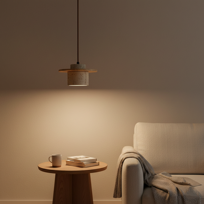 Japanese Style Vintage Travertine Pendant Light 6