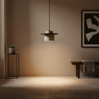 Japanese Style Vintage Travertine Pendant Light 7