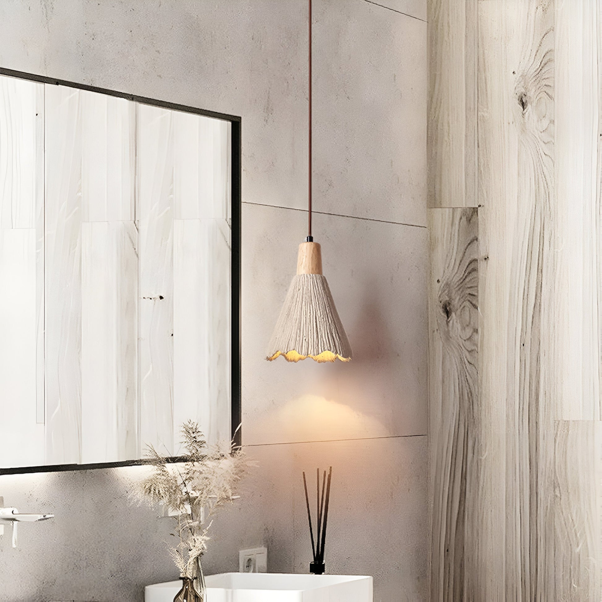 Cream Retro Wabi-Sabi LED Pendant Light 7