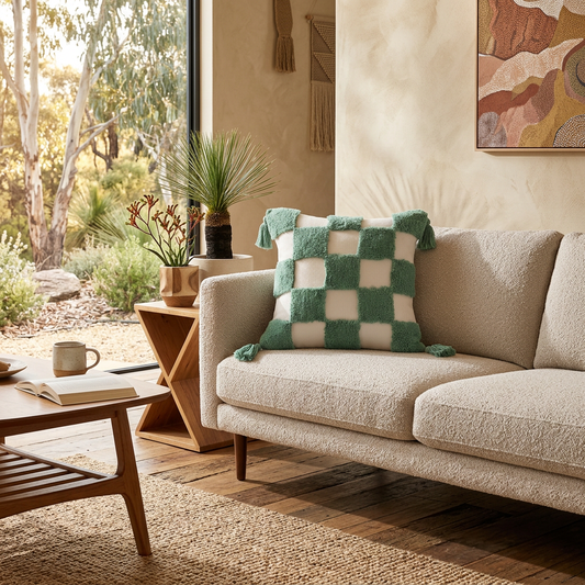 Elara Haus Modern Boho Tufted Checkered Accent Cover