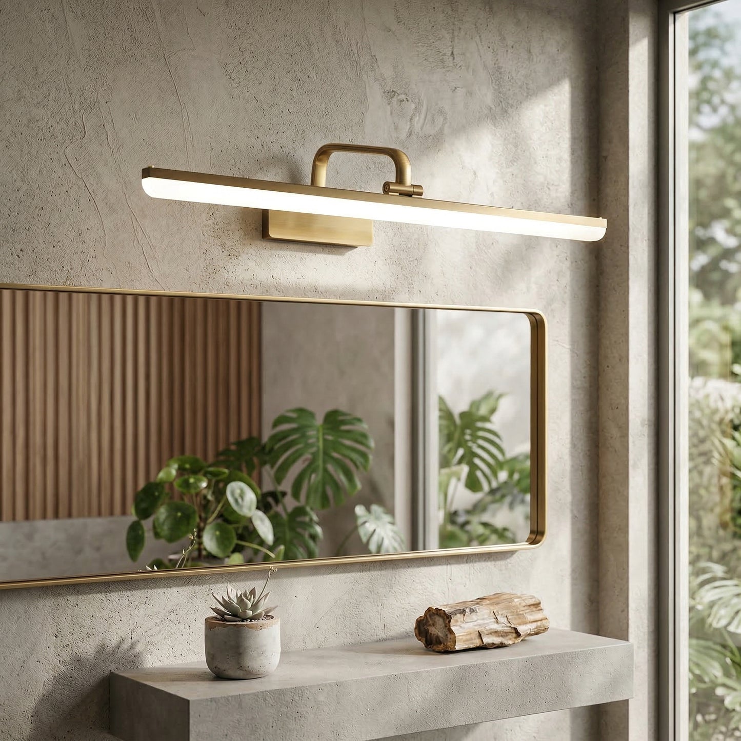 Elara Haus Modern Brushed Brass Linear LED Vanity Light