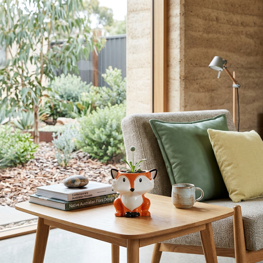 Elara Haus Modern Ceramic Fox Planter for Plants
