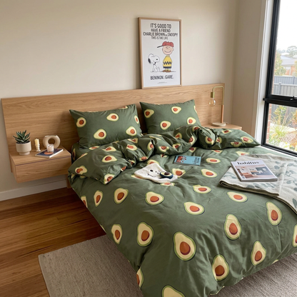 Elara Haus Modern Cotton Blend Avocado Print Quilt Cover