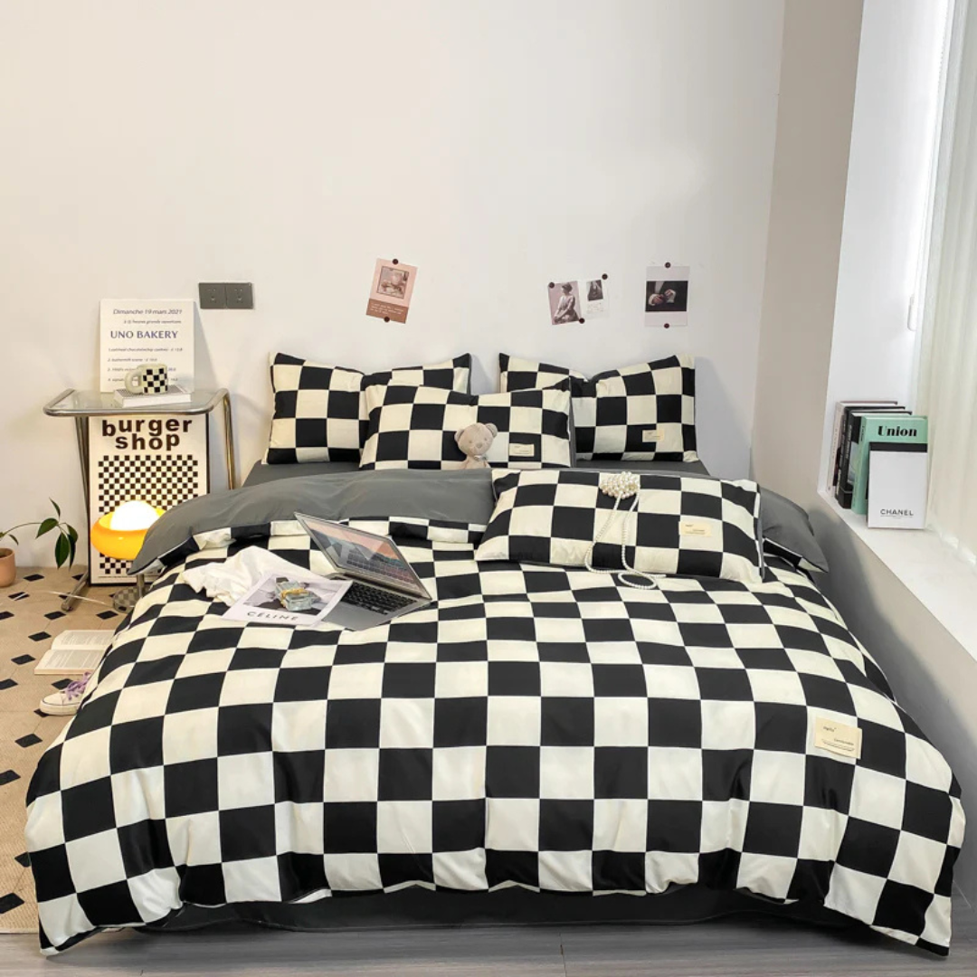 Cashu - Luxury Duvet Cover with Checked Pattern 0