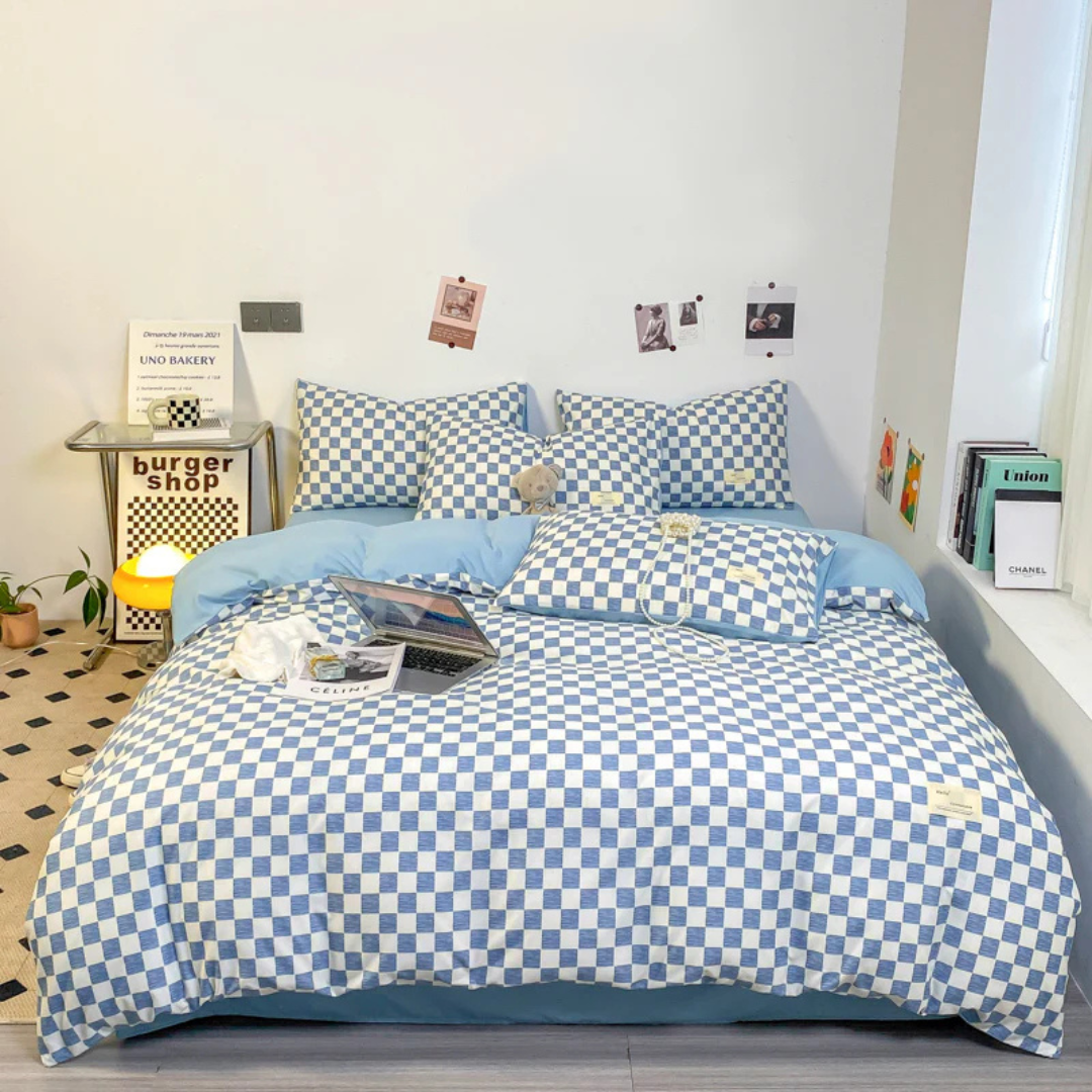 Cashu - Luxury Duvet Cover with Checked Pattern 1