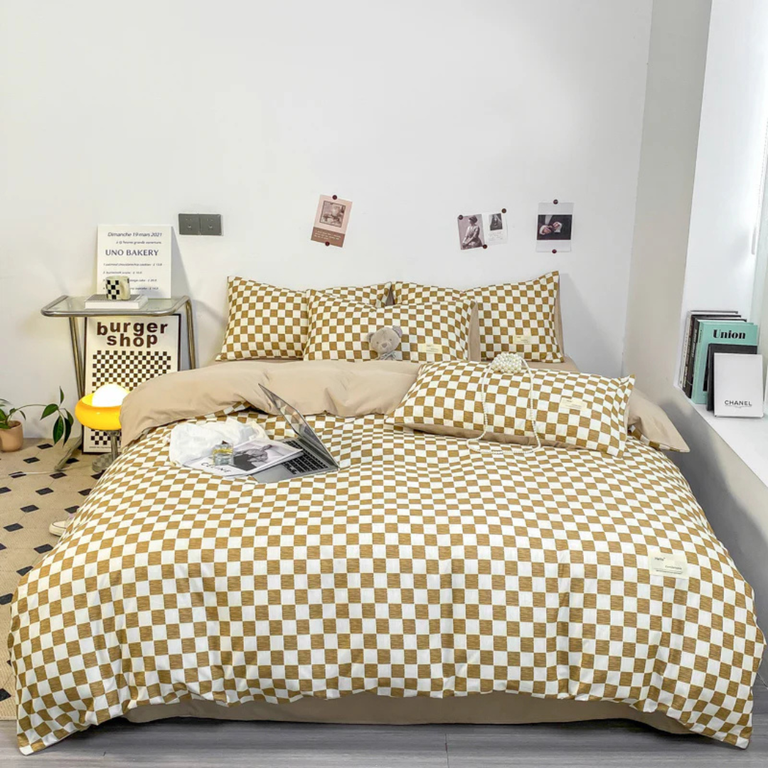 Cashu - Luxury Duvet Cover with Checked Pattern 4
