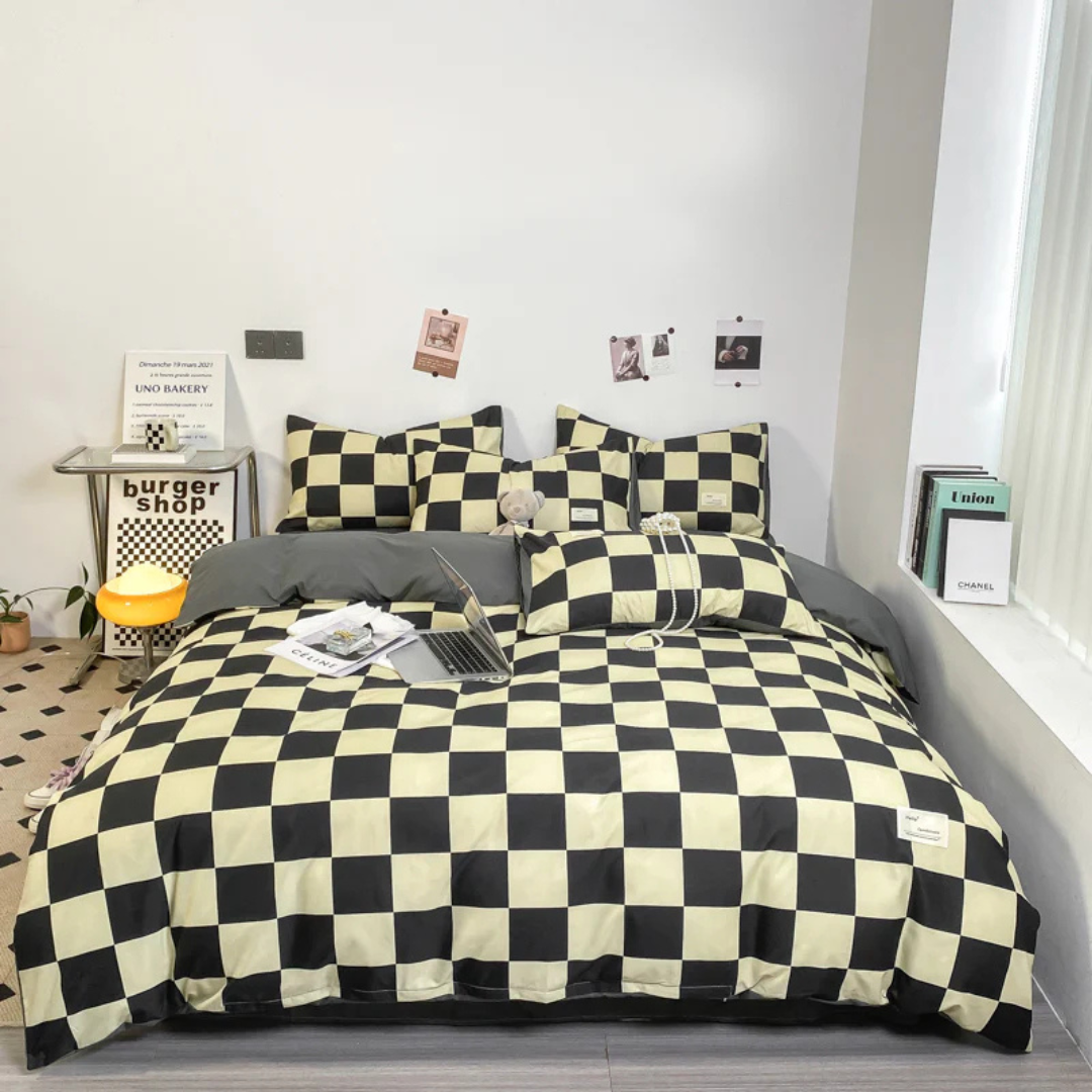 Cashu - Luxury Duvet Cover with Checked Pattern 5