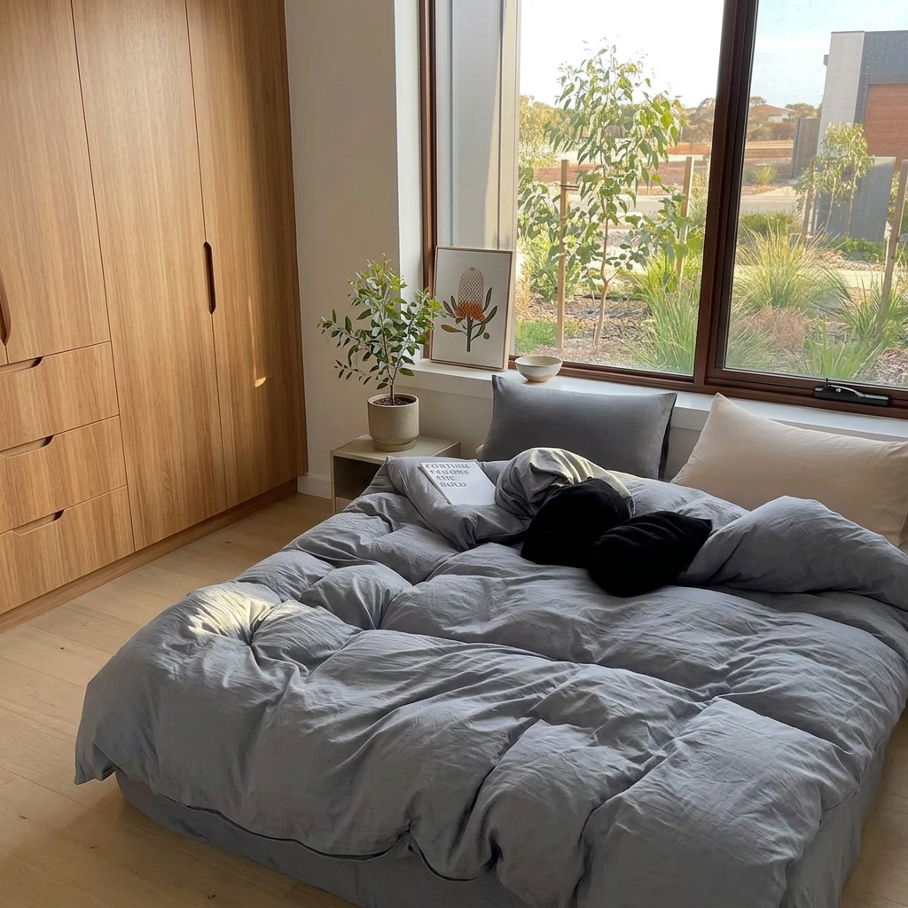 Elara Haus Modern Cotton Blend Solid Quilt Cover