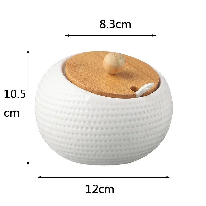 Modern Relief Container | Ceramic & Wood 0