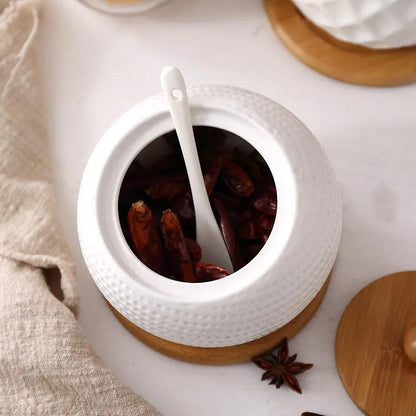 Modern Relief Container | Ceramic & Wood 3