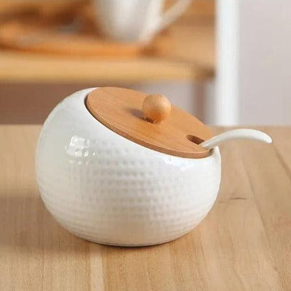 Modern Relief Container | Ceramic & Wood 4