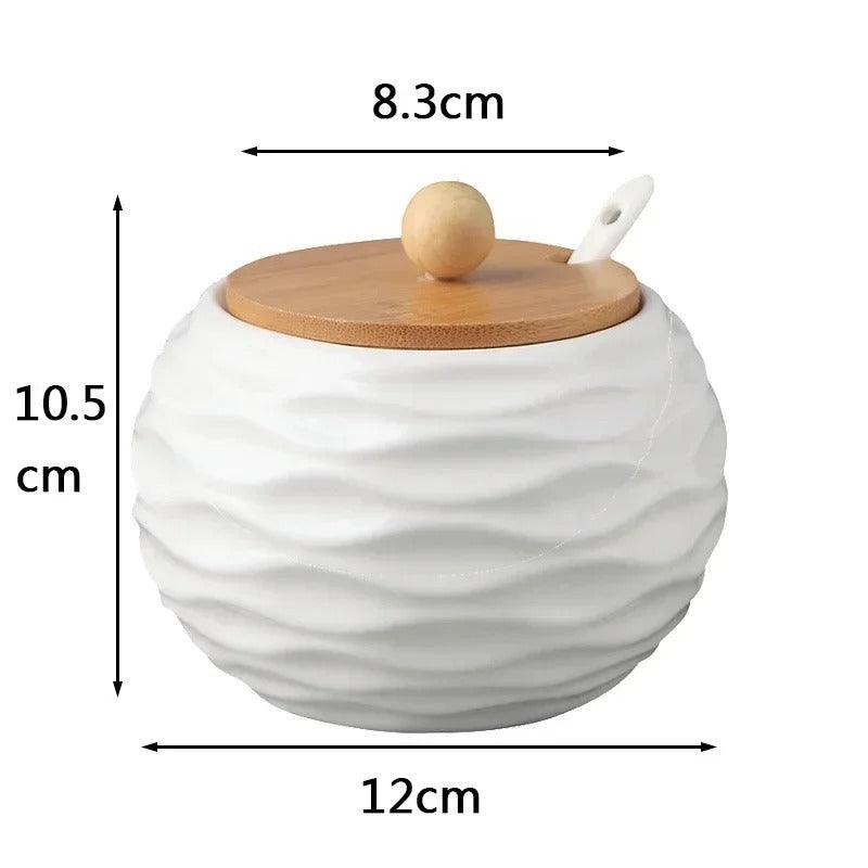 Modern Relief Container | Ceramic & Wood 5