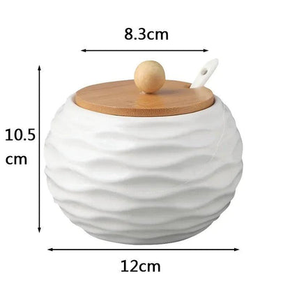 Modern Relief Container | Ceramic & Wood 5