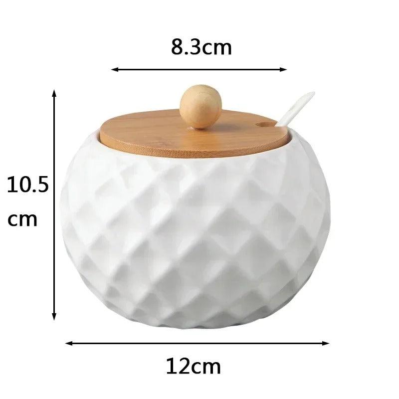 Modern Relief Container | Ceramic & Wood 6
