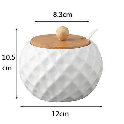 Modern Relief Container | Ceramic & Wood 6