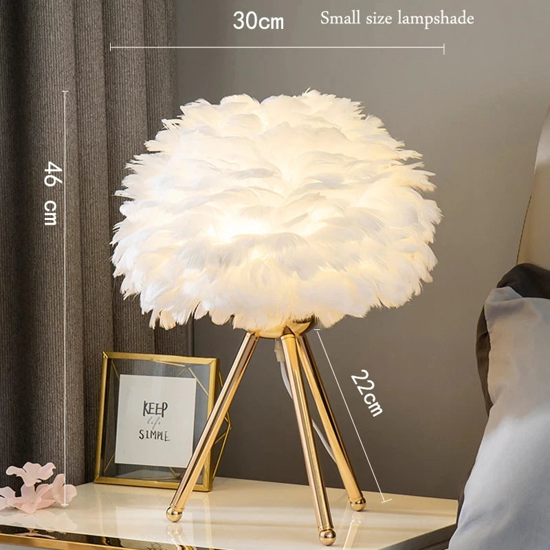 Exclusive Feather Table Lamp – Decorative Tripod Lamp with Gold Base 6