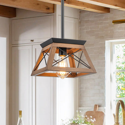Single Light Square Rustic Pendant Lighting 9