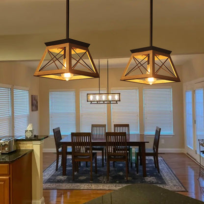 Single Light Square Rustic Pendant Lighting 3