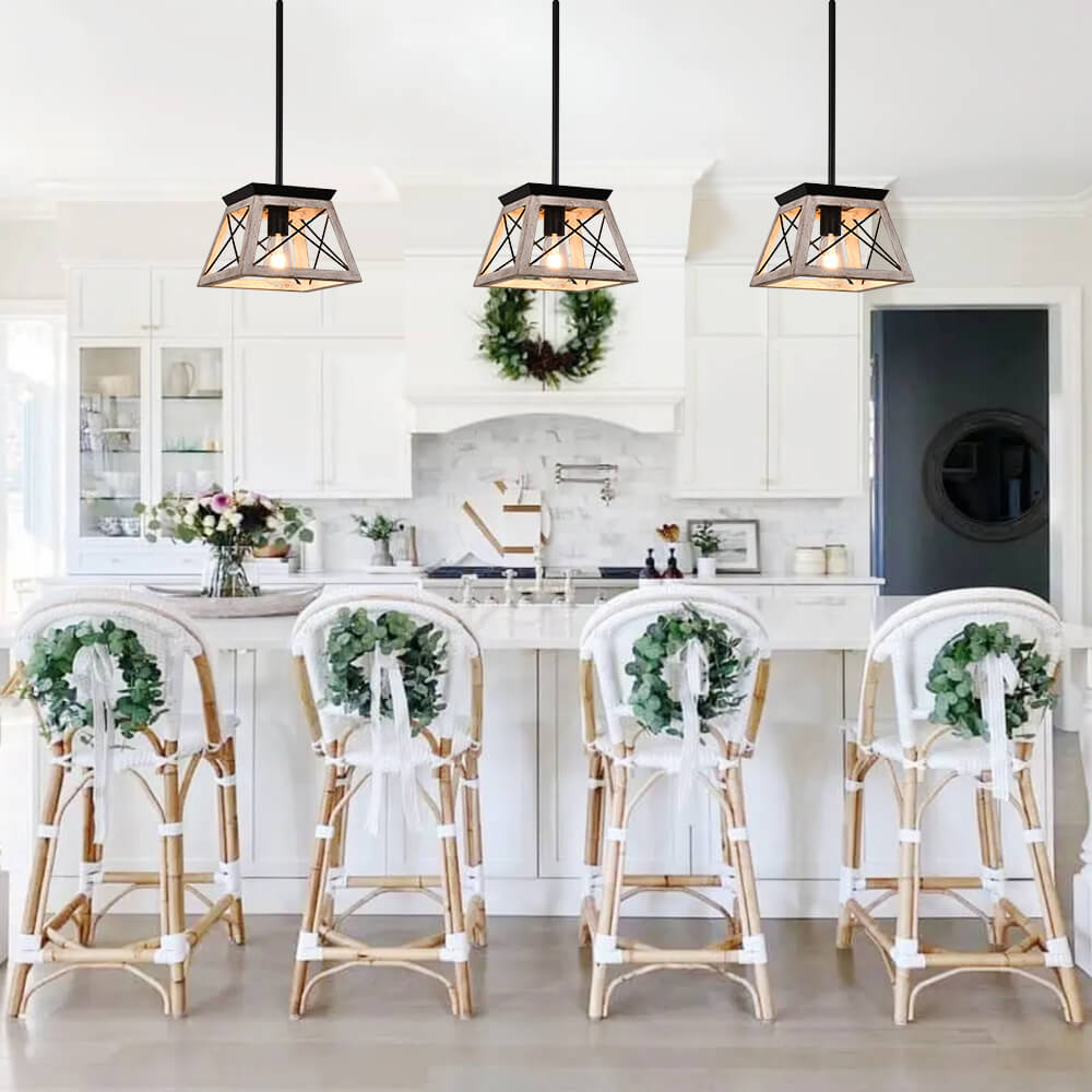 Single Light Square Rustic Pendant Lighting 4