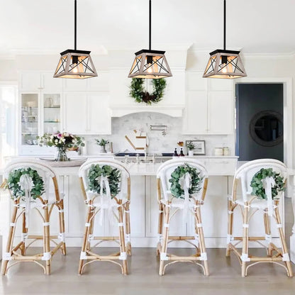 Single Light Square Rustic Pendant Lighting 4