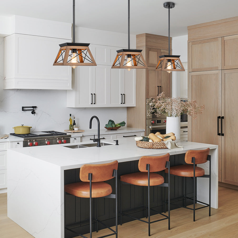 Single Light Square Rustic Pendant Lighting 5