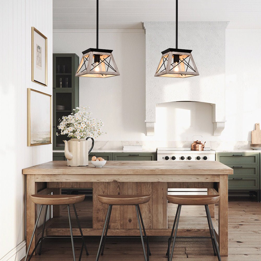 Single Light Square Rustic Pendant Lighting 1