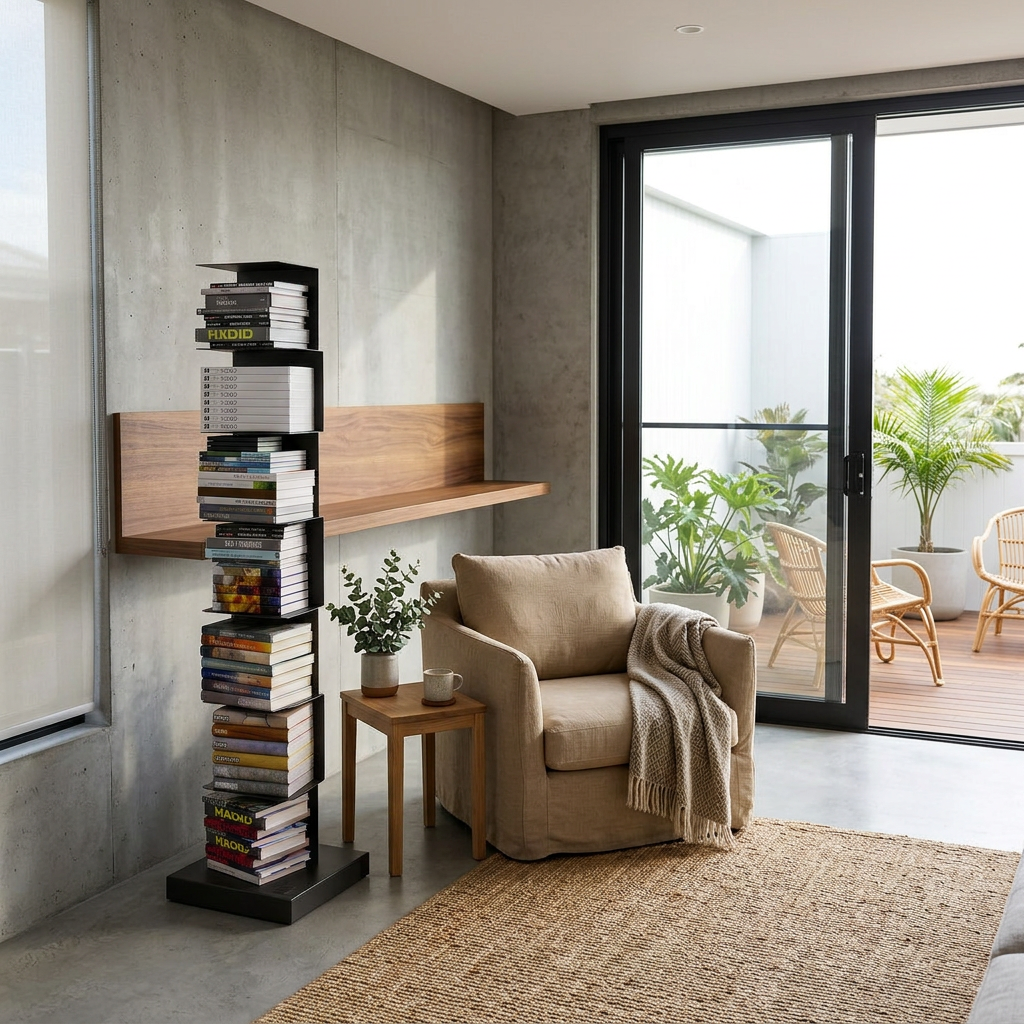 Elara Haus Modern Floating Metal Bookshelf