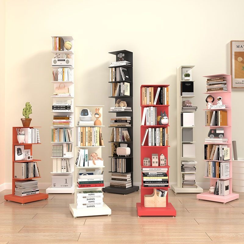 Modern Floating Metal Bookshelf - 5, 6, 8, and 9 Tier Vertical Storage | Space-Saving Metal Bookcase for Home & Office 2
