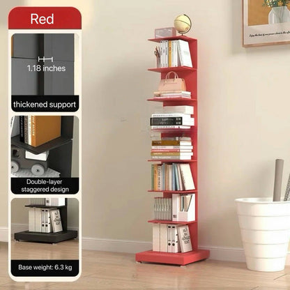 Modern Floating Metal Bookshelf - 5, 6, 8, and 9 Tier Vertical Storage | Space-Saving Metal Bookcase for Home & Office 3