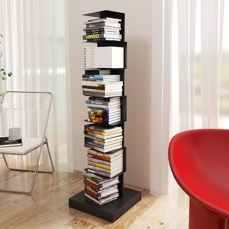 Modern Floating Metal Bookshelf - 5, 6, 8, and 9 Tier Vertical Storage | Space-Saving Metal Bookcase for Home & Office 4