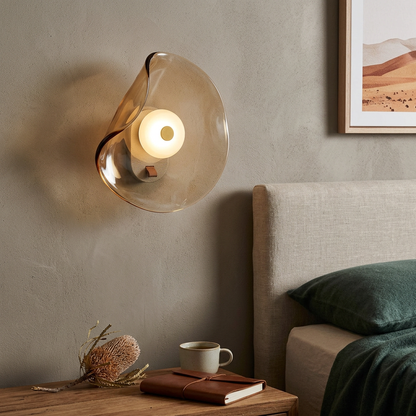 Elara Haus Modern Fluid-Form Art Glass Wall Light
