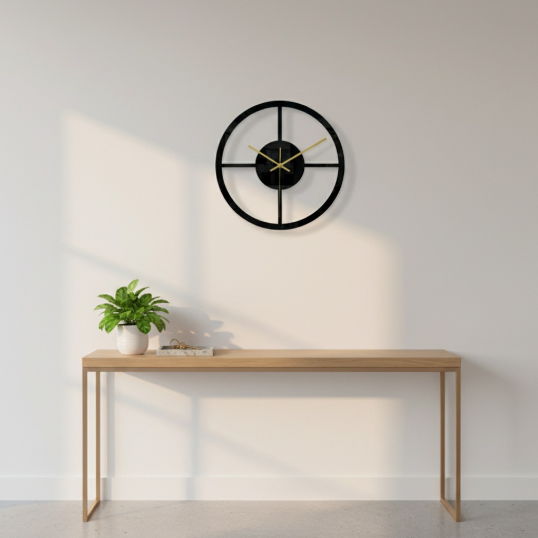 Elara Haus Modern Geometric Circular Wall Clock - 30cm Non-Ticking