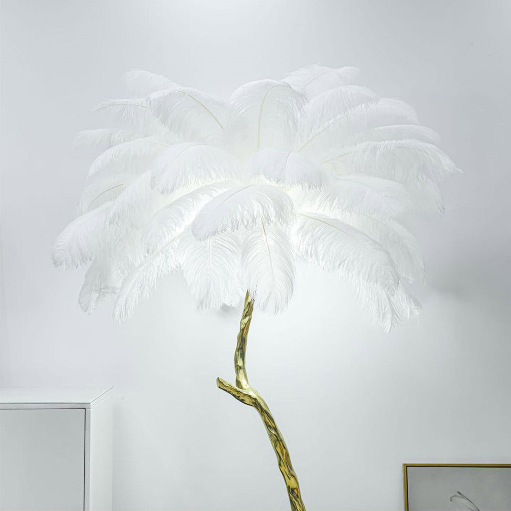 Ostrich Feather Copper Brass Tree Floor Lamp Luxury 70", 4 Colors 8