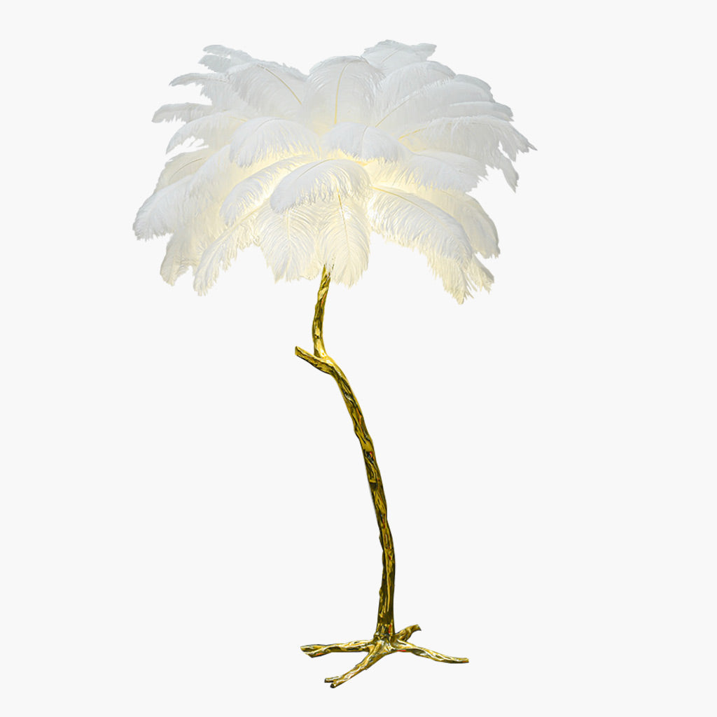 Ostrich Feather Copper Brass Tree Floor Lamp Luxury 70", 4 Colors 0