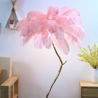 Ostrich Feather Copper Brass Tree Floor Lamp Luxury 70", 4 Colors 2