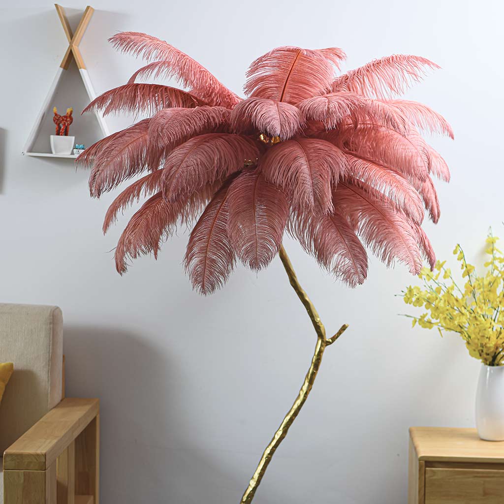 Ostrich Feather Copper Brass Tree Floor Lamp Luxury 70", 4 Colors 7