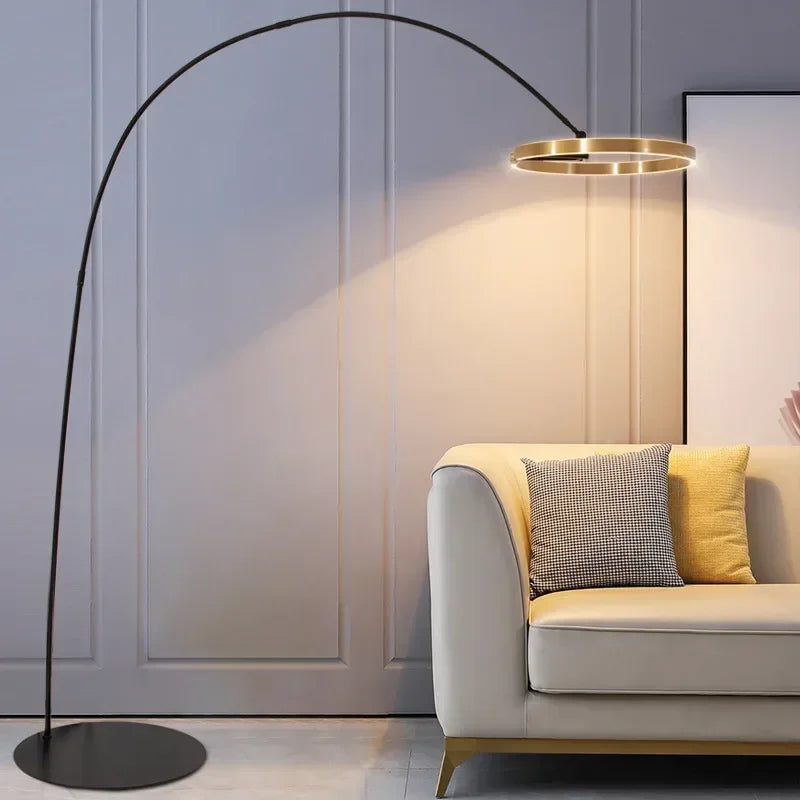 A modern LED floor lamp with a round ring-shaped lampshade 2