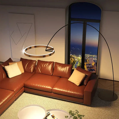 A modern LED floor lamp with a round ring-shaped lampshade 3