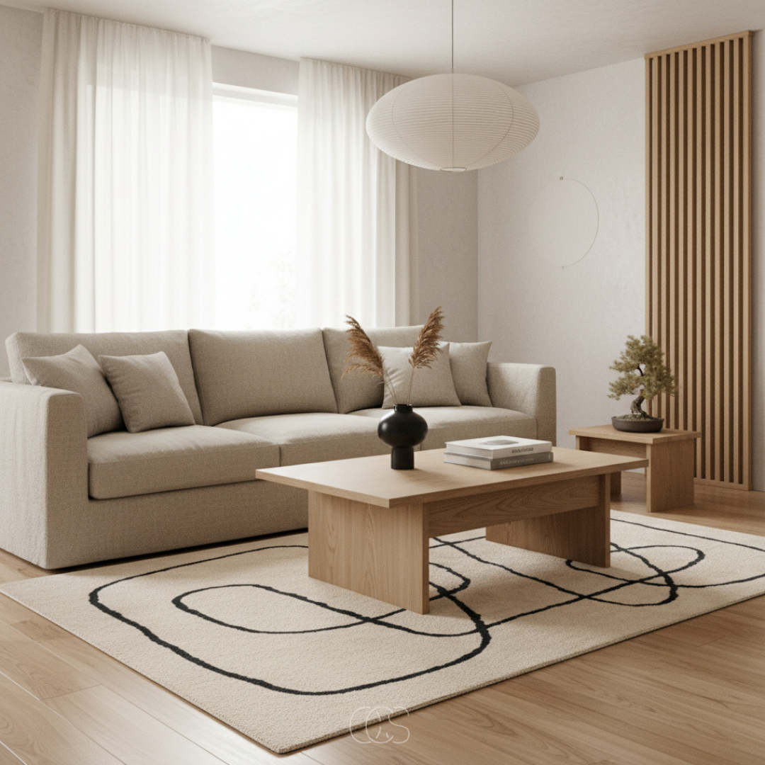 OCS - Square wool rug with abstract patterns 0