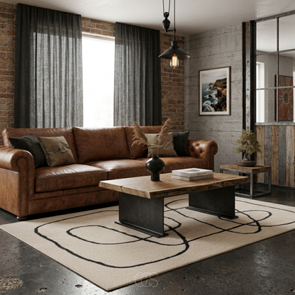 Elara Haus Modern Home Decor – Classic Square Abstract Pattern Rug