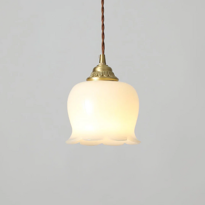 Retro pendant lamp – vintage-style glass shade with metal frame 0