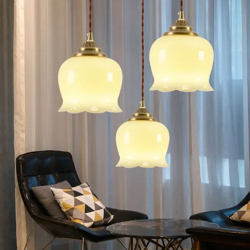 Retro pendant lamp – vintage-style glass shade with metal frame 3