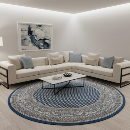 Elara Haus Modern Intricate Patterned Circle Rug - 160x160cm