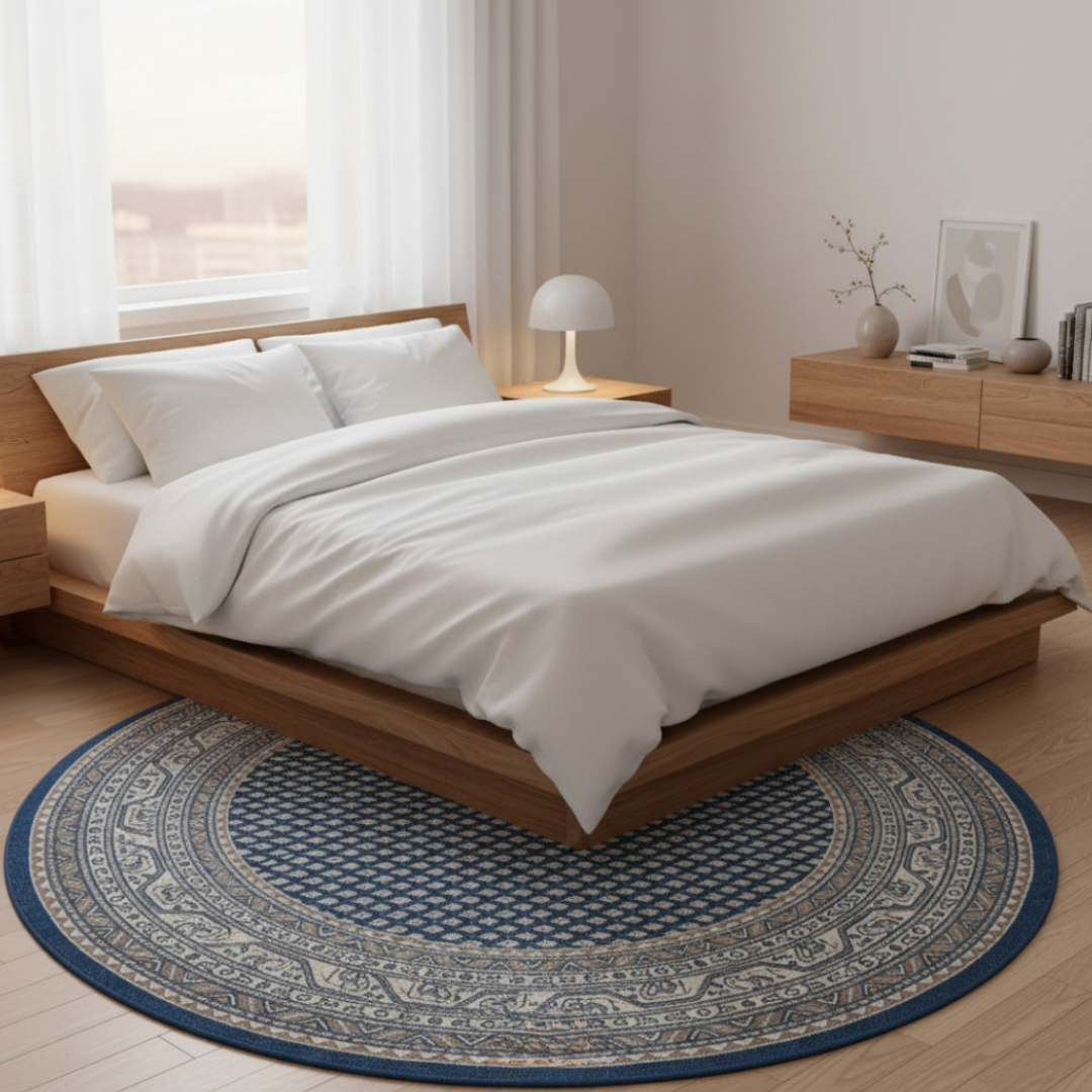 Elara Haus Modern Intricate Patterned Circle Rug - 160x160cm