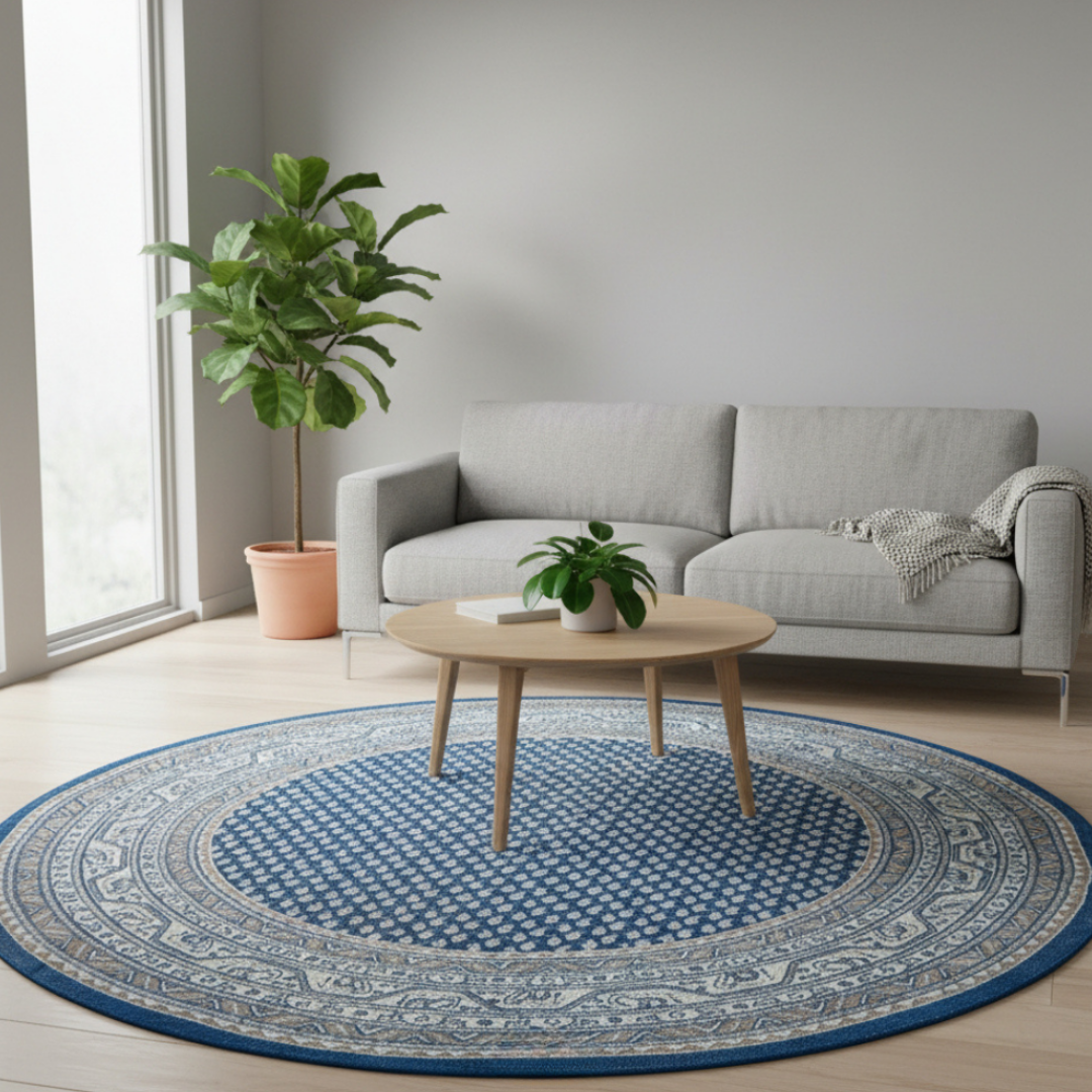 Elara Haus Modern Intricate Patterned Circle Rug - 160x160cm