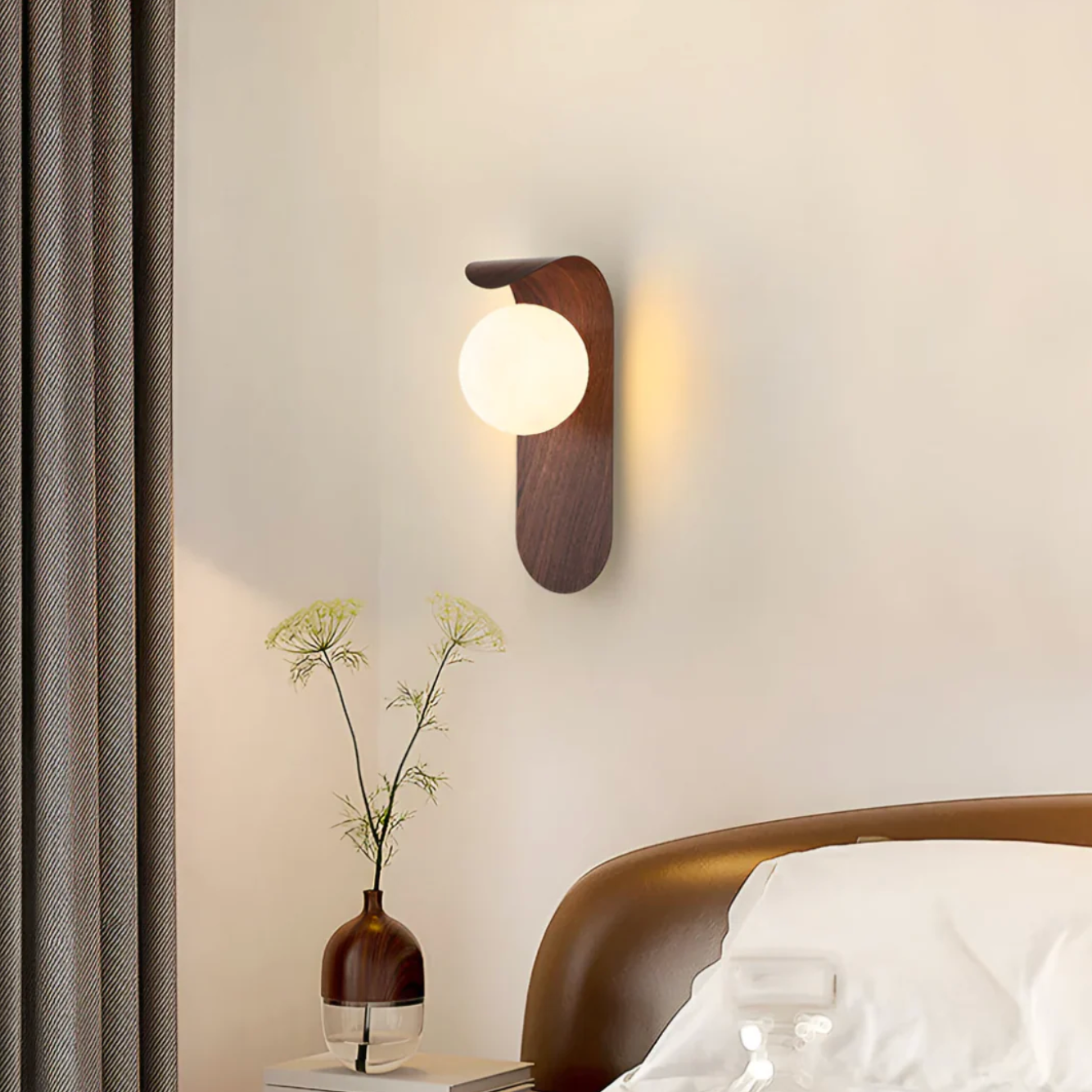 Modern LED wall lamp with a wood element - a wall lamp for the living room and bedroom 2