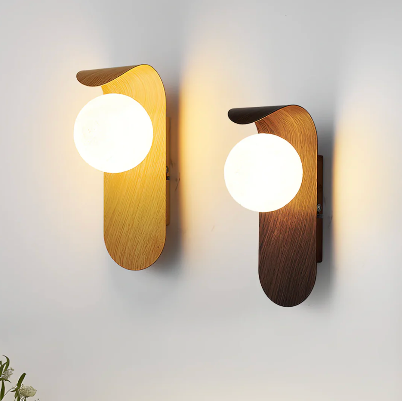 Modern LED wall lamp with a wood element - a wall lamp for the living room and bedroom 4