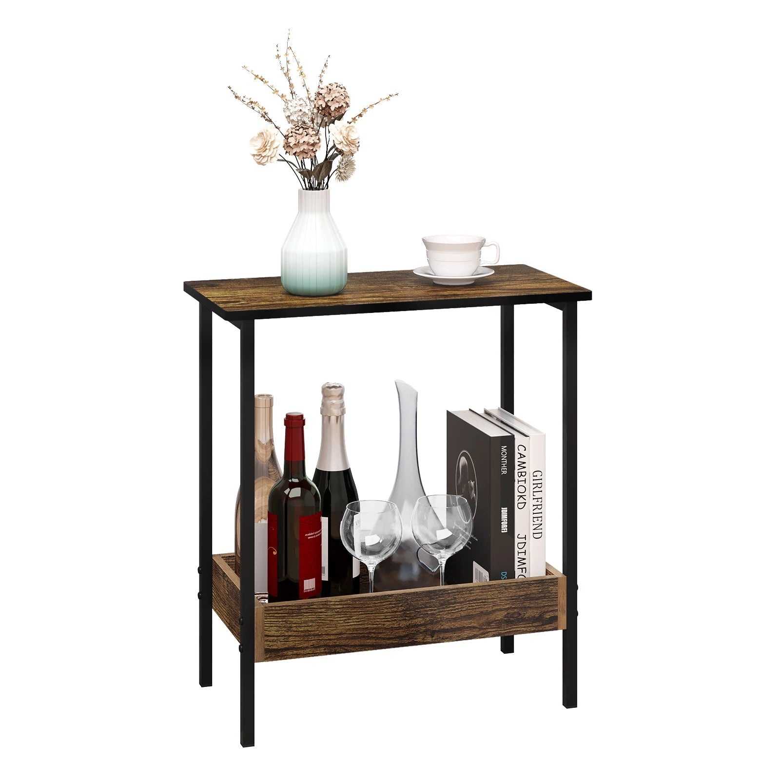 Velistra - Side Table and Coffee Table with 2 Shelves and Extra Storage Space 1