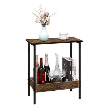 Velistra - Side Table and Coffee Table with 2 Shelves and Extra Storage Space 1